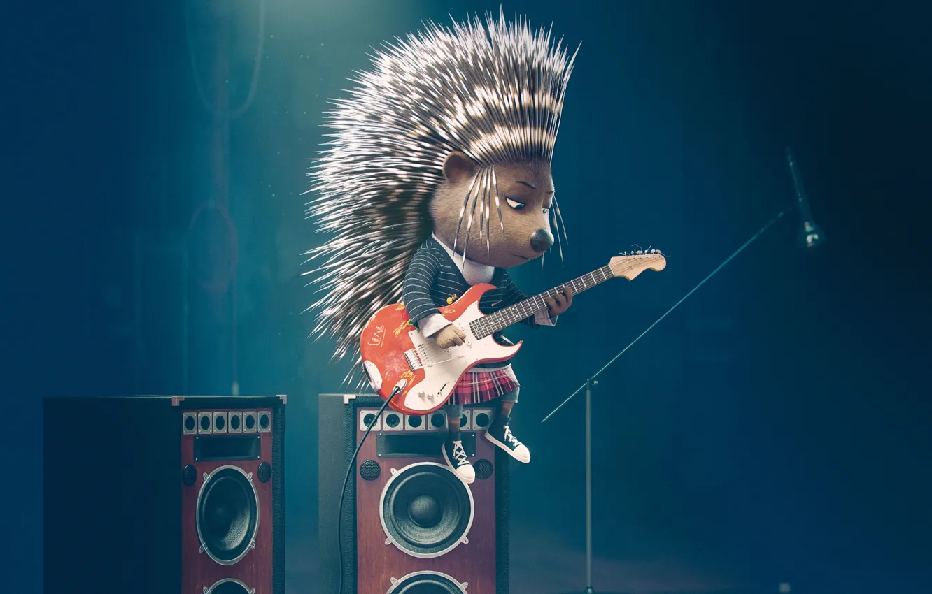 Photo wallpaper Guitar, Movie, Sing, Zveroboy, a porcupine
