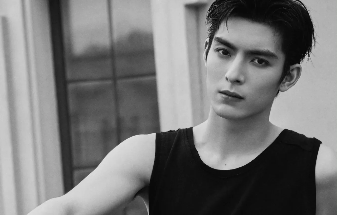 Photo wallpaper China, actor, black and white photo, Wang Hao Xuan, Wang Hao Xuan