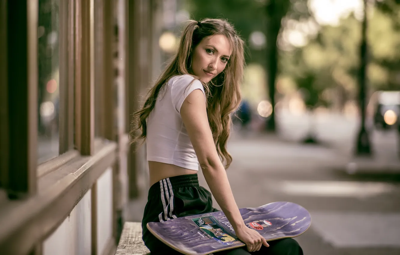 Photo wallpaper Board, street, girl