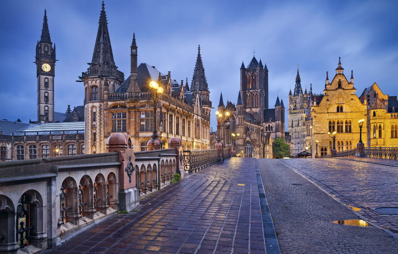 Photo wallpaper bridge, building, Belgium, Belgium, Ghent, Ghent
