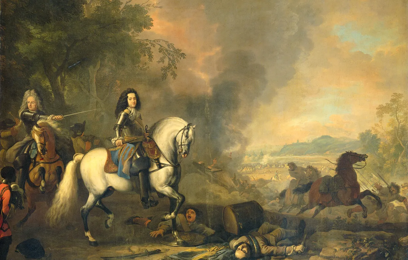 Photo wallpaper picture, genre, Jan van Huchtenburg, The Prince Of Nassau-Dietz. The captain in battle