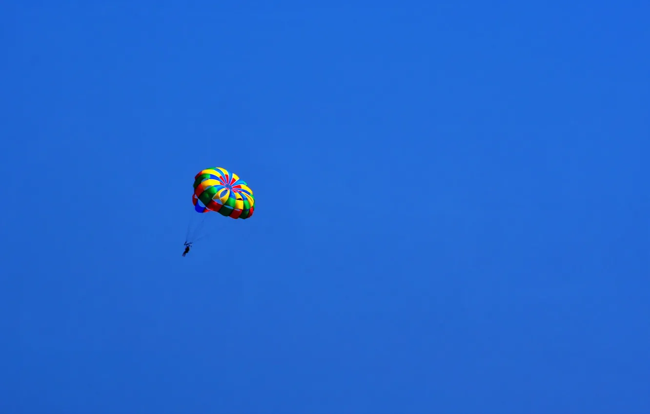Photo wallpaper the sky, sport, skydivers, Minimalism, in blue