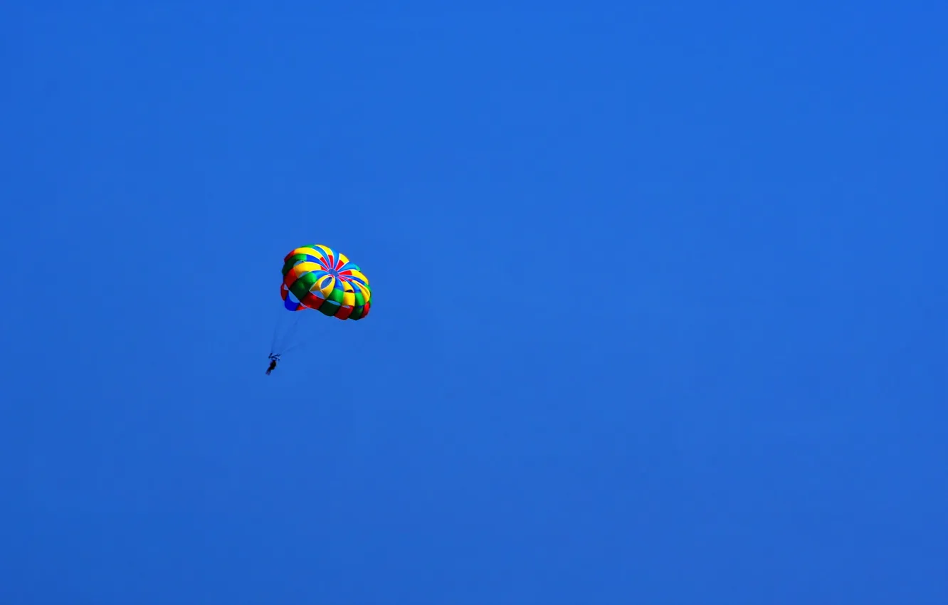 Photo wallpaper the sky, sport, minimalism, skydiver, in blue