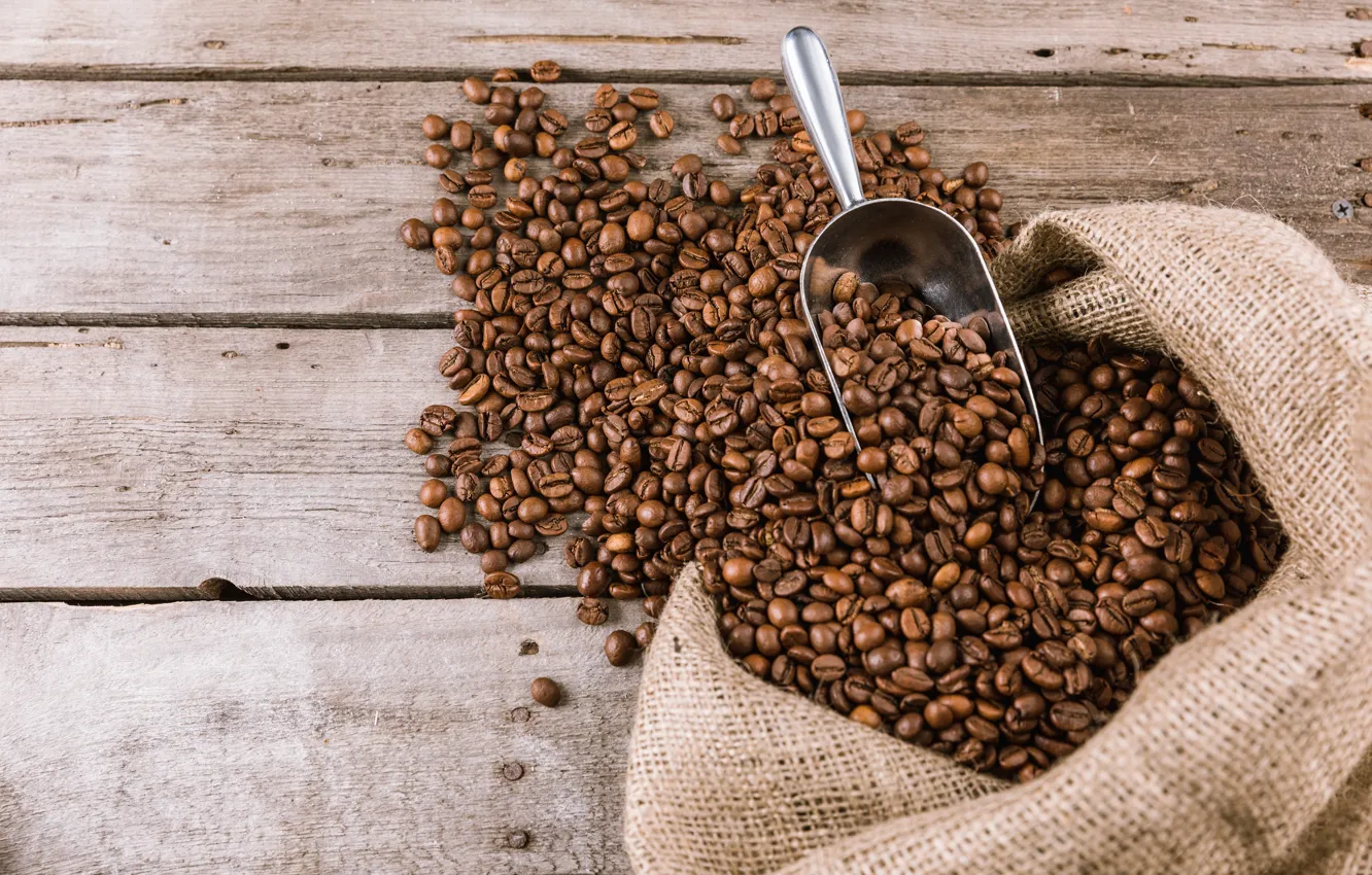 Photo wallpaper coffee, bag, coffee beans, blade