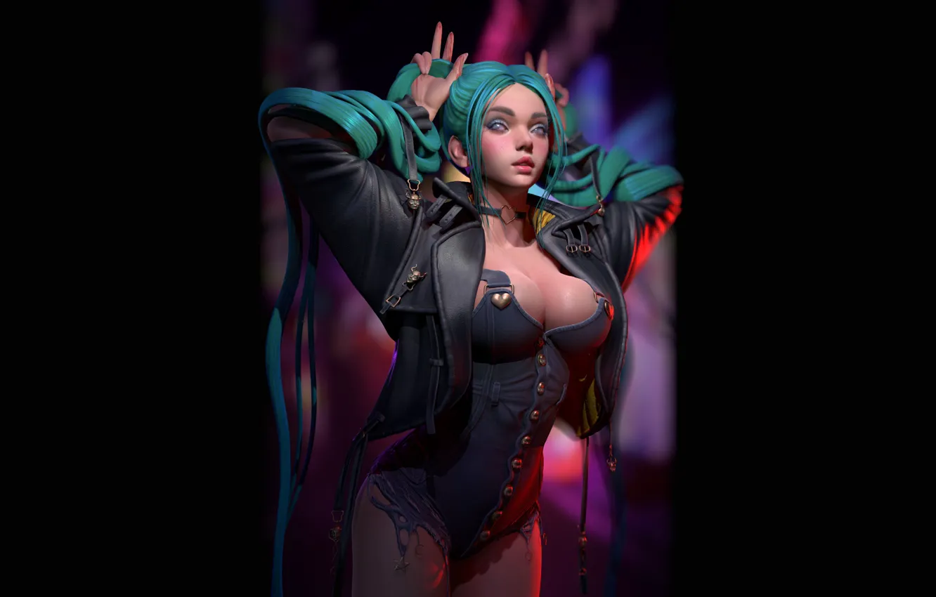 Photo wallpaper chest, girl, sexy, rendering, artist, girl, sexy, beautiful