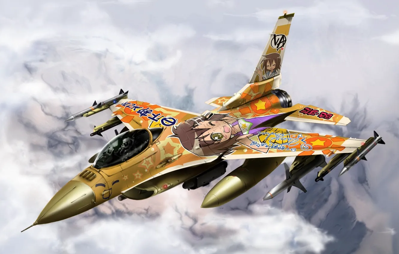 Photo wallpaper fighter, F-16, Konata Izumi, Fighting Falcon, Lucky Star