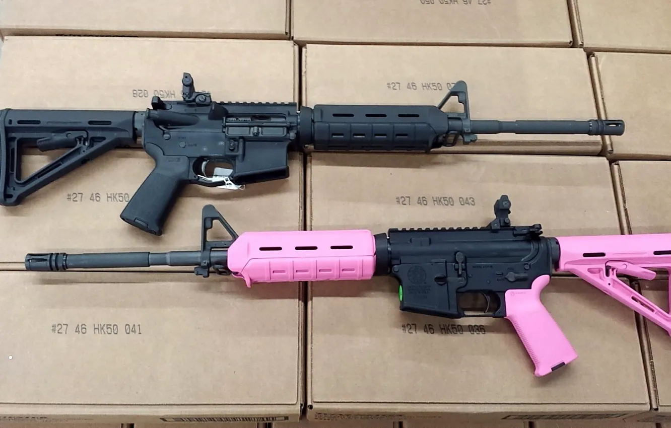 Photo wallpaper pink, ar15, assault rifle, magpul