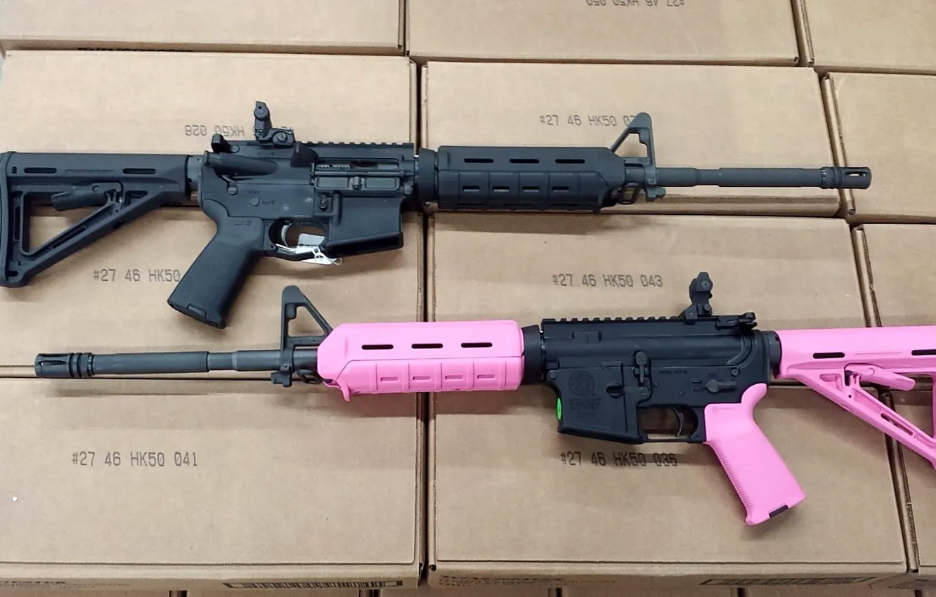 Photo wallpaper pink, assault rifle, AR15, magpul
