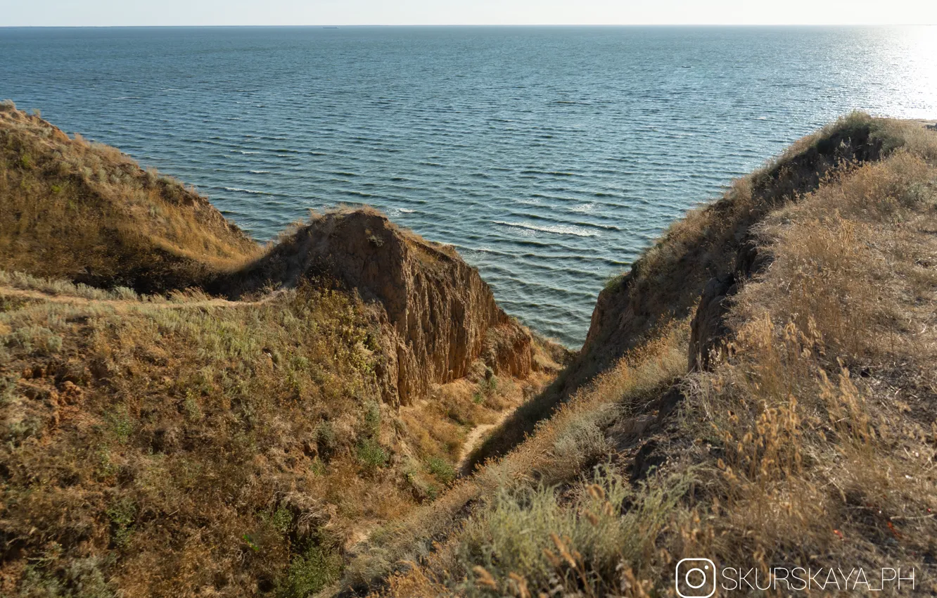 Photo wallpaper sea, mountains, Kherson