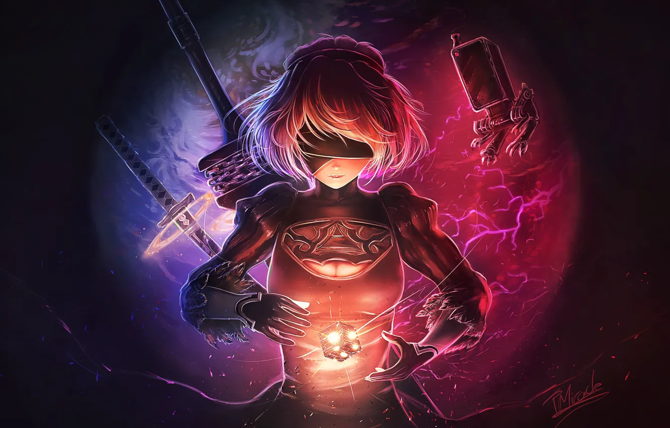 Photo wallpaper girl, art, cyborg, Nier Automata, YoRHa No.2 Type B