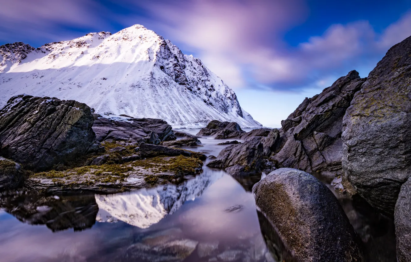 Photo wallpaper mountains, stones, Norway, Lofoten