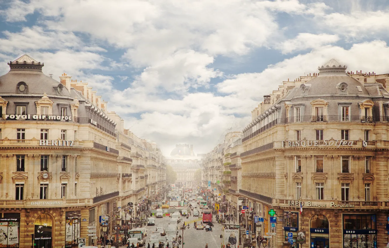 Photo wallpaper Paris, street, people, cityscape, everyday life, urban scene, Frances, Opera Garnier