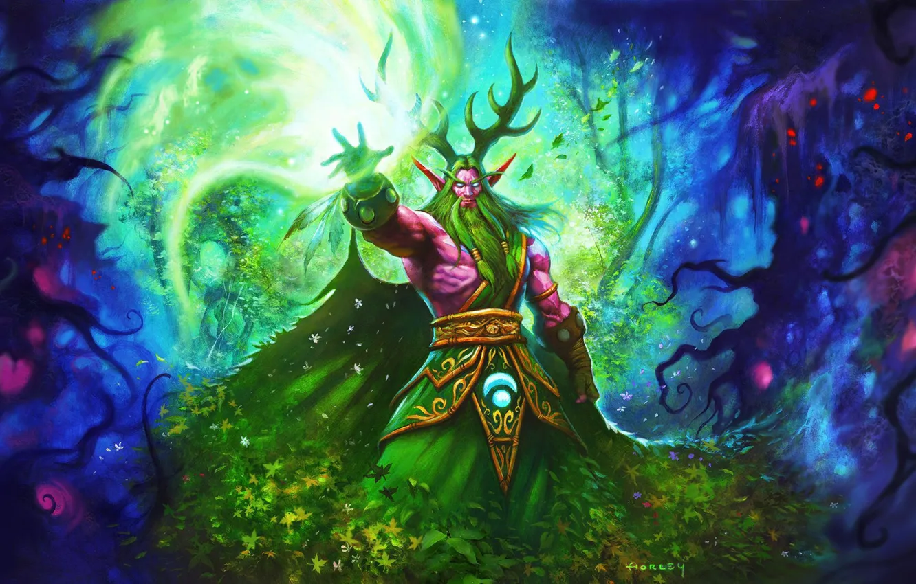 Photo wallpaper World of Warcraft, art, night elf, druid, Malfurion Stormrage, Alex Horley