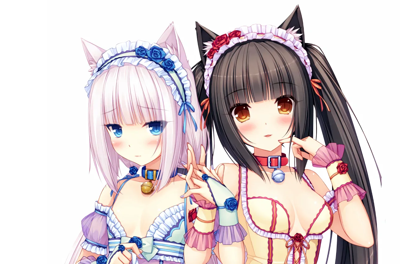 Photo wallpaper girl, sexy, cleavage, long hair, dress, boobs, anime, beautiful