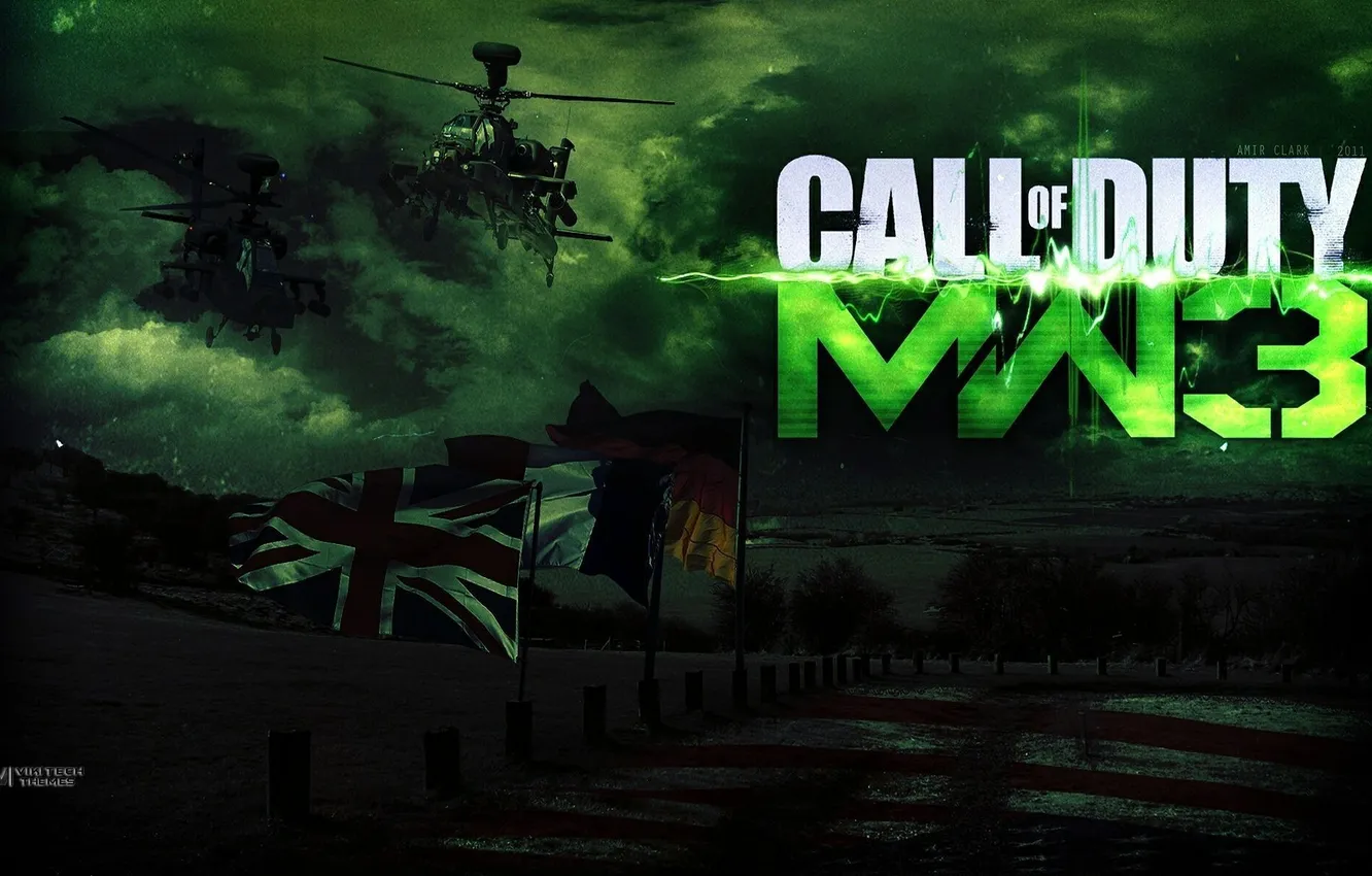 Photo wallpaper Flags, Call of Duty, Helicopters, Modern Warfare 3, Mw 3, Cod