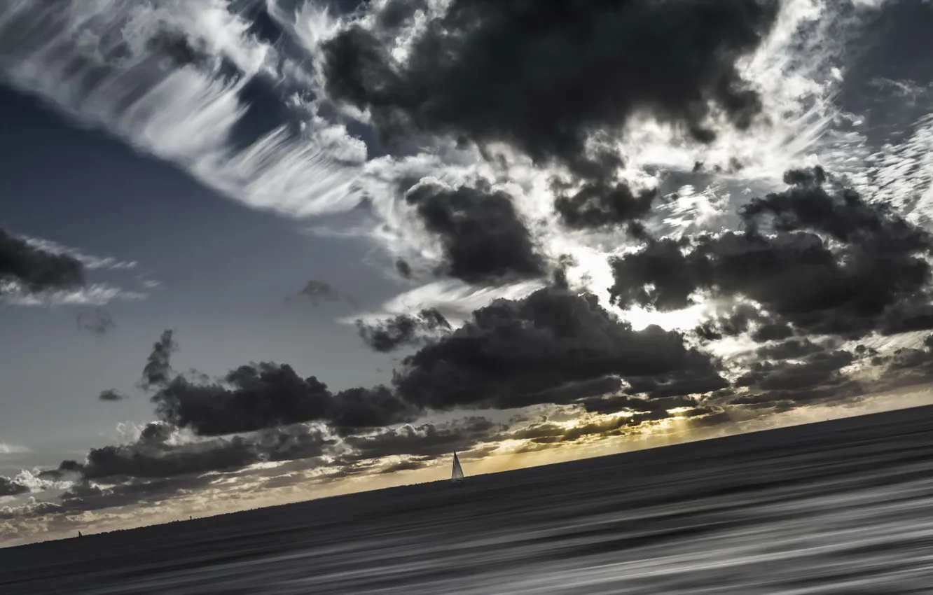 Photo wallpaper sea, the sky, landscape, clouds, style