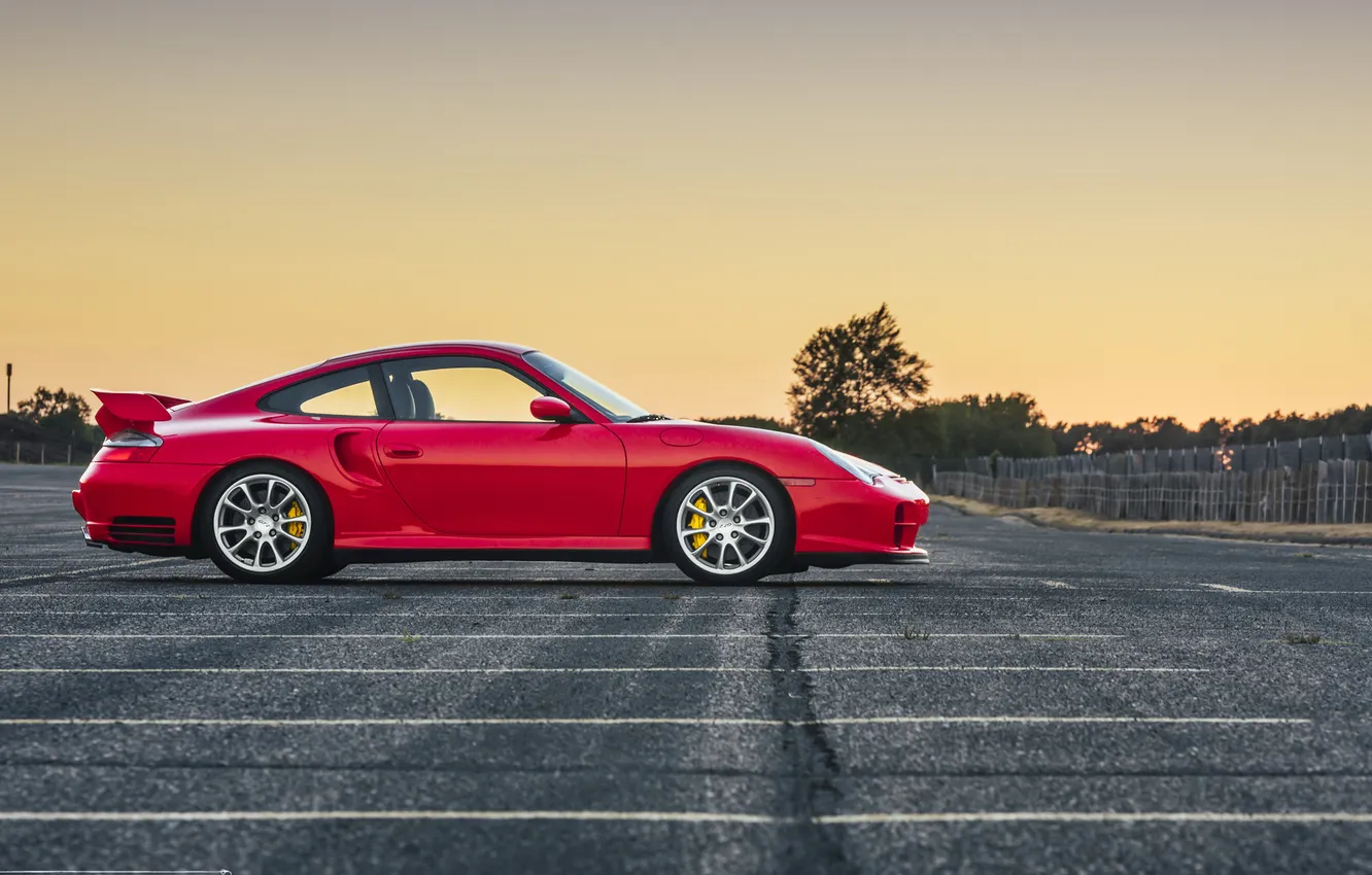 Photo wallpaper red, 911, Porsche, profile, red, Porsche, GT2, 996