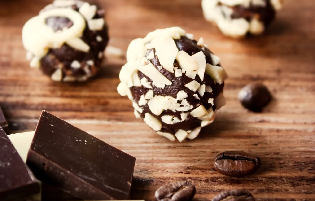 Photo wallpaper white, black, coffee, chocolate, grain, candy, sweets, dessert