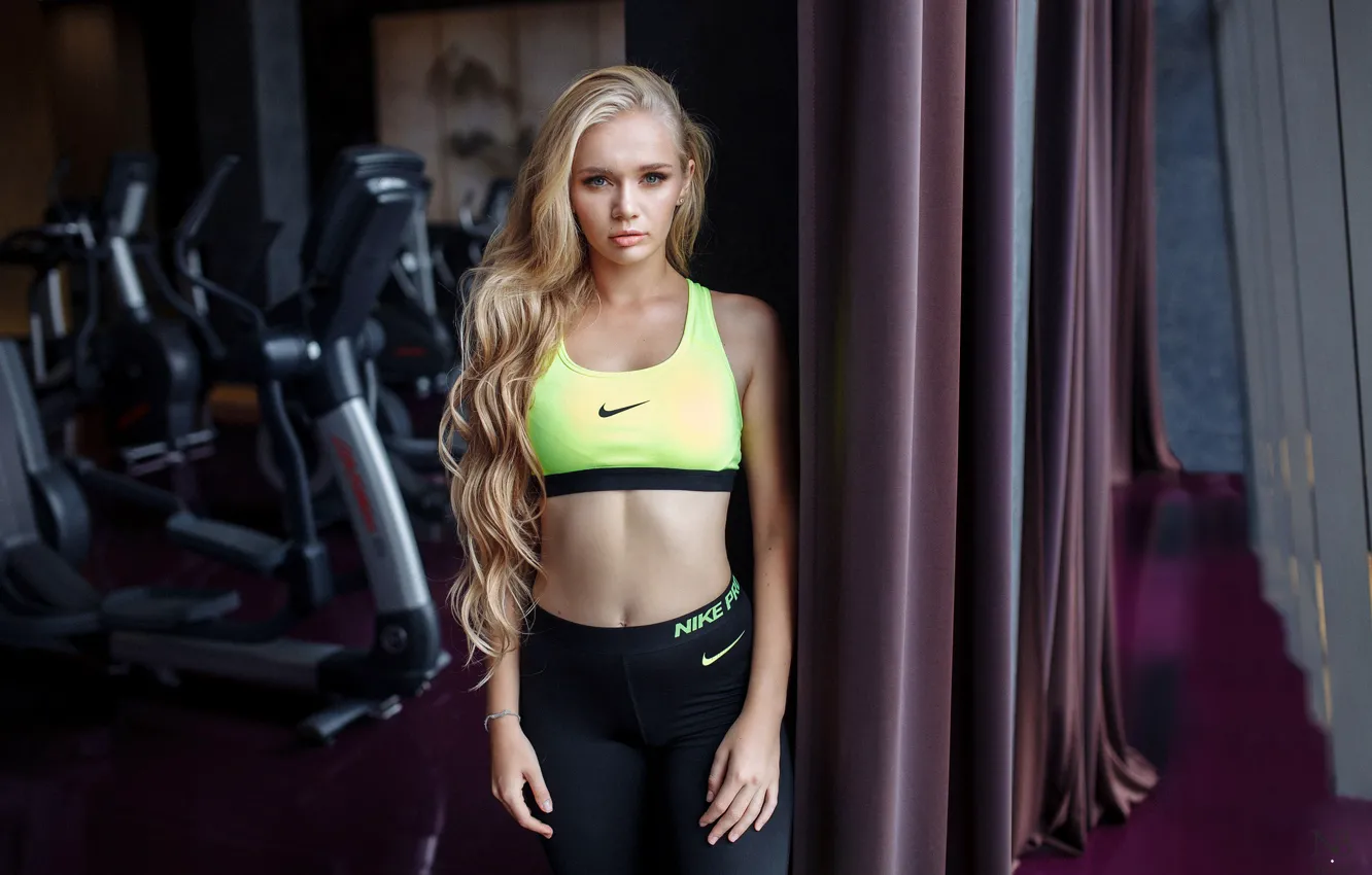 Photo wallpaper girl, long hair, photo, photographer, blue eyes, model, Nike, bokeh