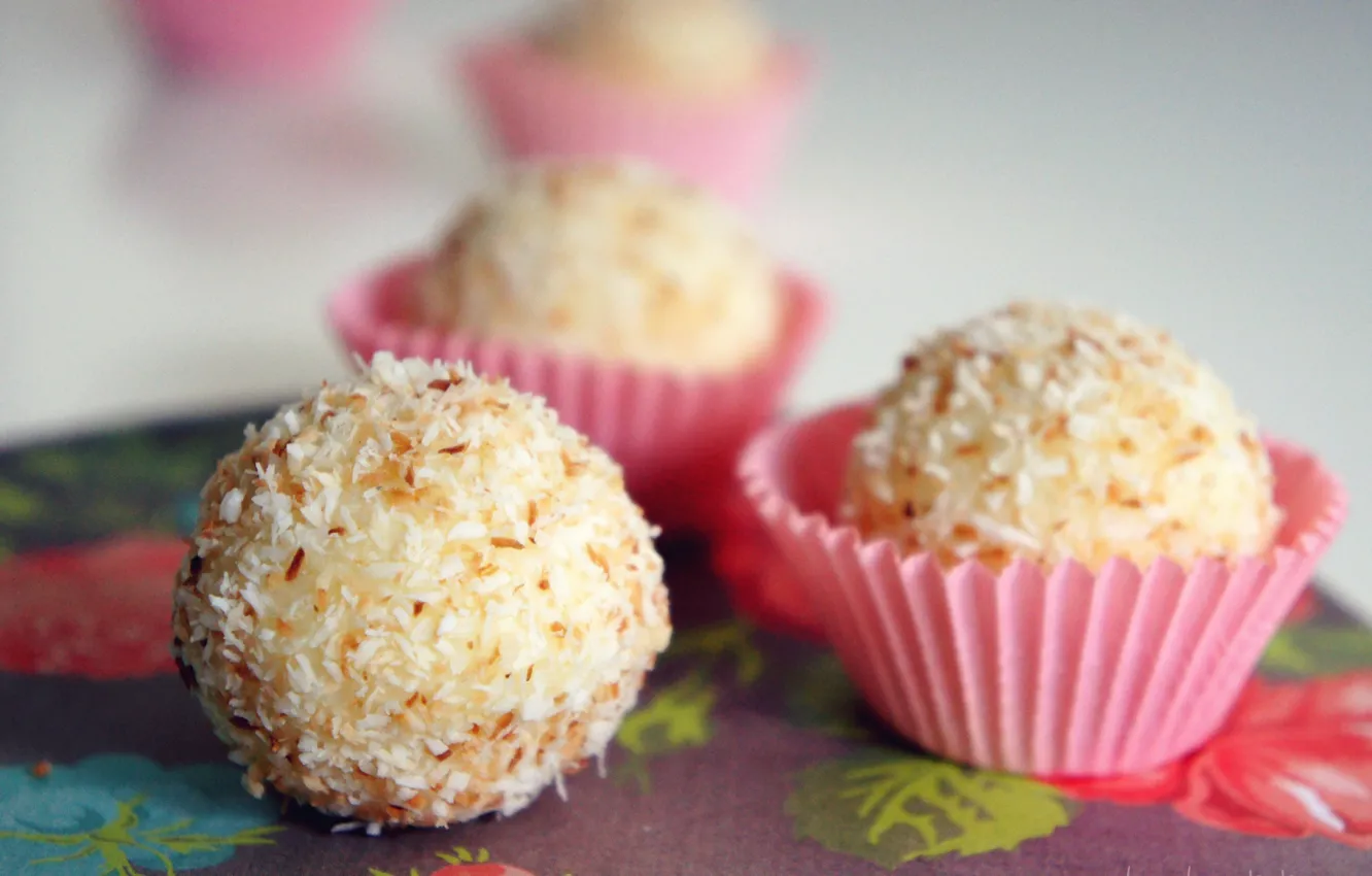 Photo wallpaper sweets, coconut, truffles, Truffles