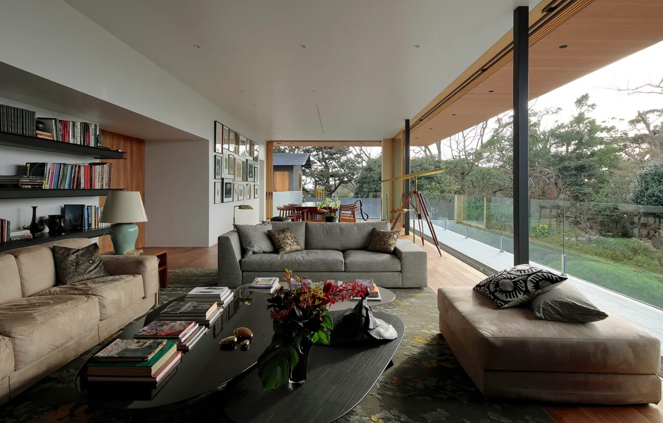 Photo wallpaper design, style, Villa, interior, Japan, Japan, living room, dining room