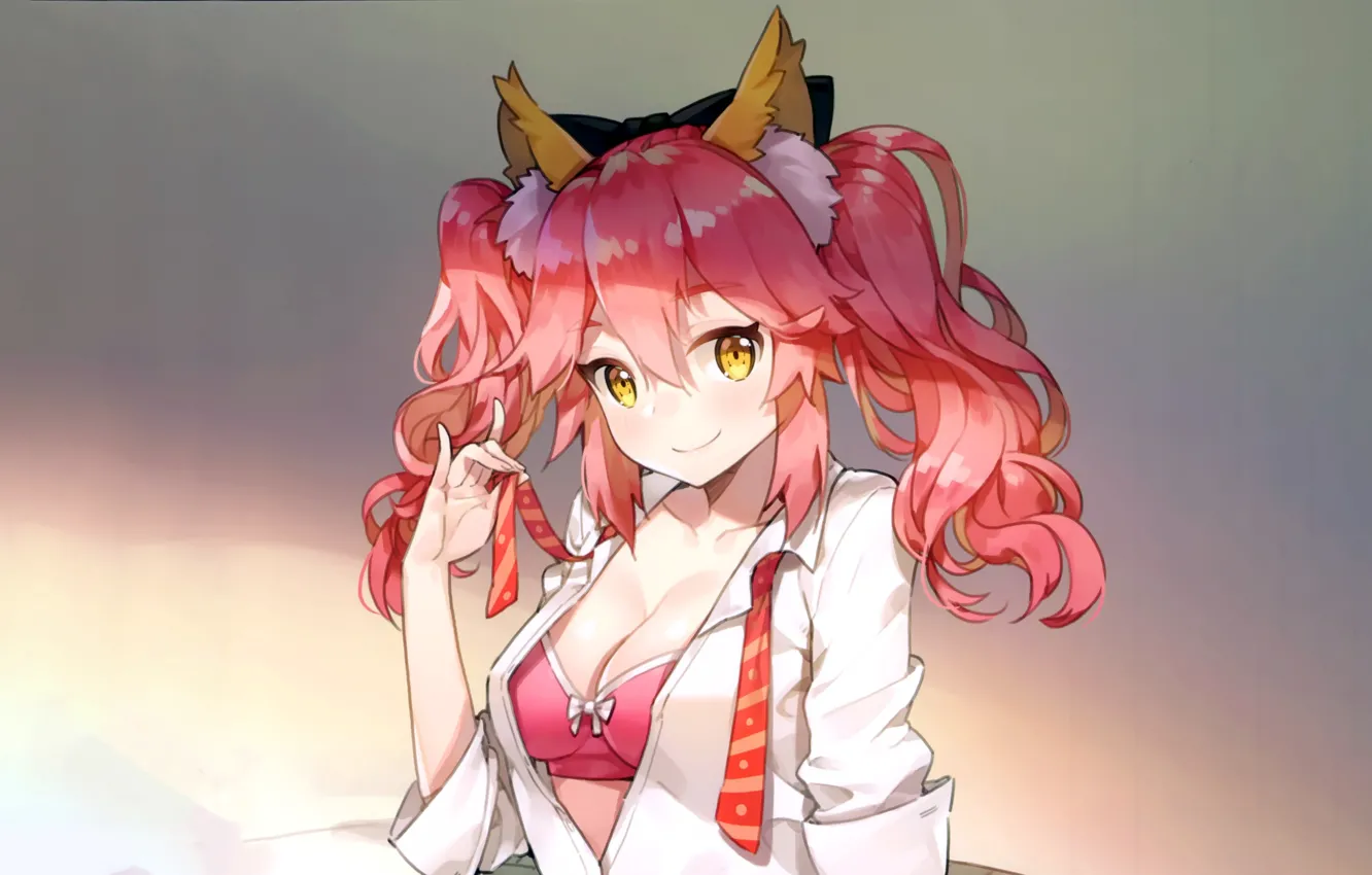 Photo wallpaper girl, sexy, lingerie, bra, cleavage, long hair, boobs, anime