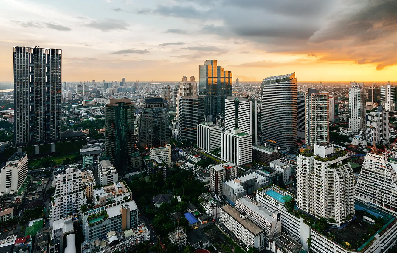 Photo wallpaper city, twilight, thailand, bangkok
