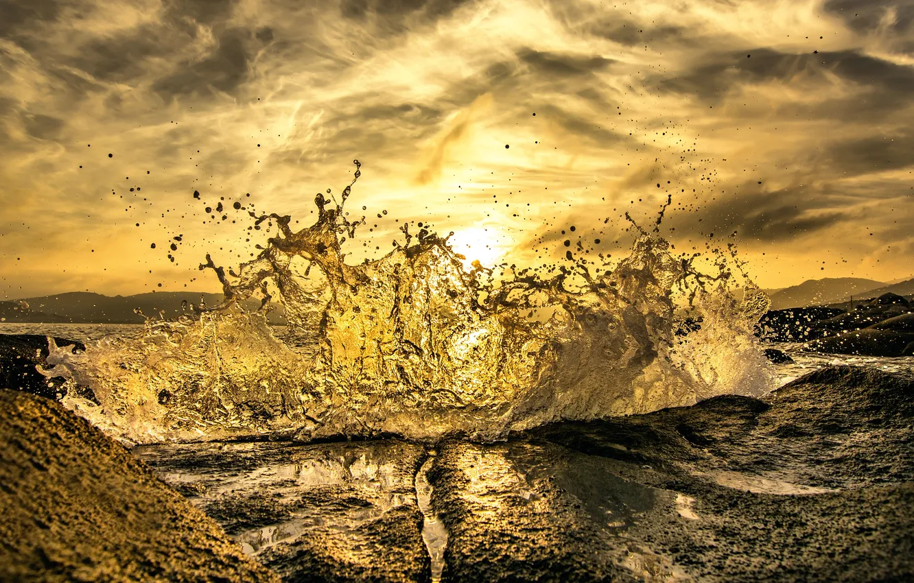 Photo wallpaper wave, squirt, splash, wave