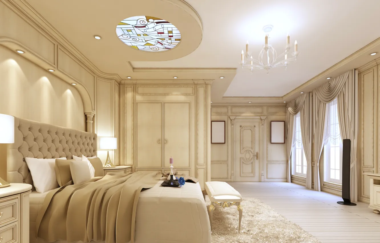 Photo wallpaper bed, bedroom, luxury, bedroom