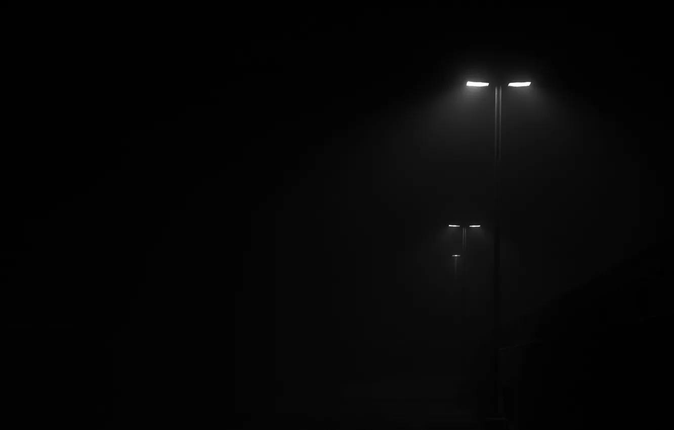 Photo wallpaper light, black background, street lights