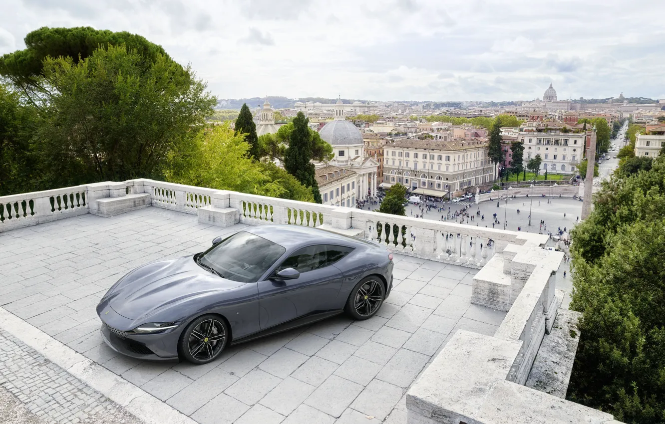 Photo wallpaper Italy, Ferrari, supercar, roma, 2020