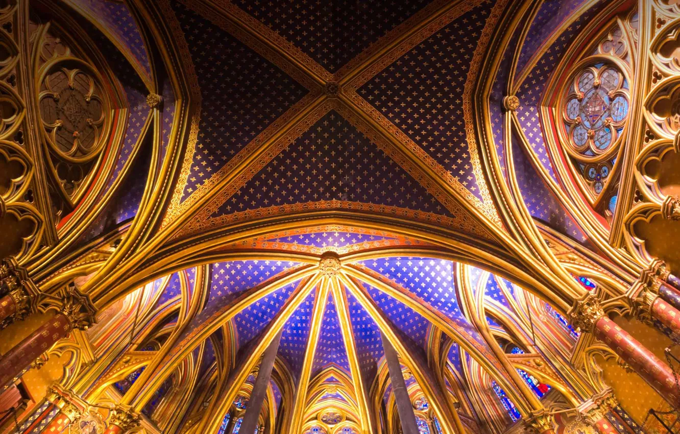 Photo wallpaper Gothic, France, Paris, chapel, chapel, The Sainte-Chapelle