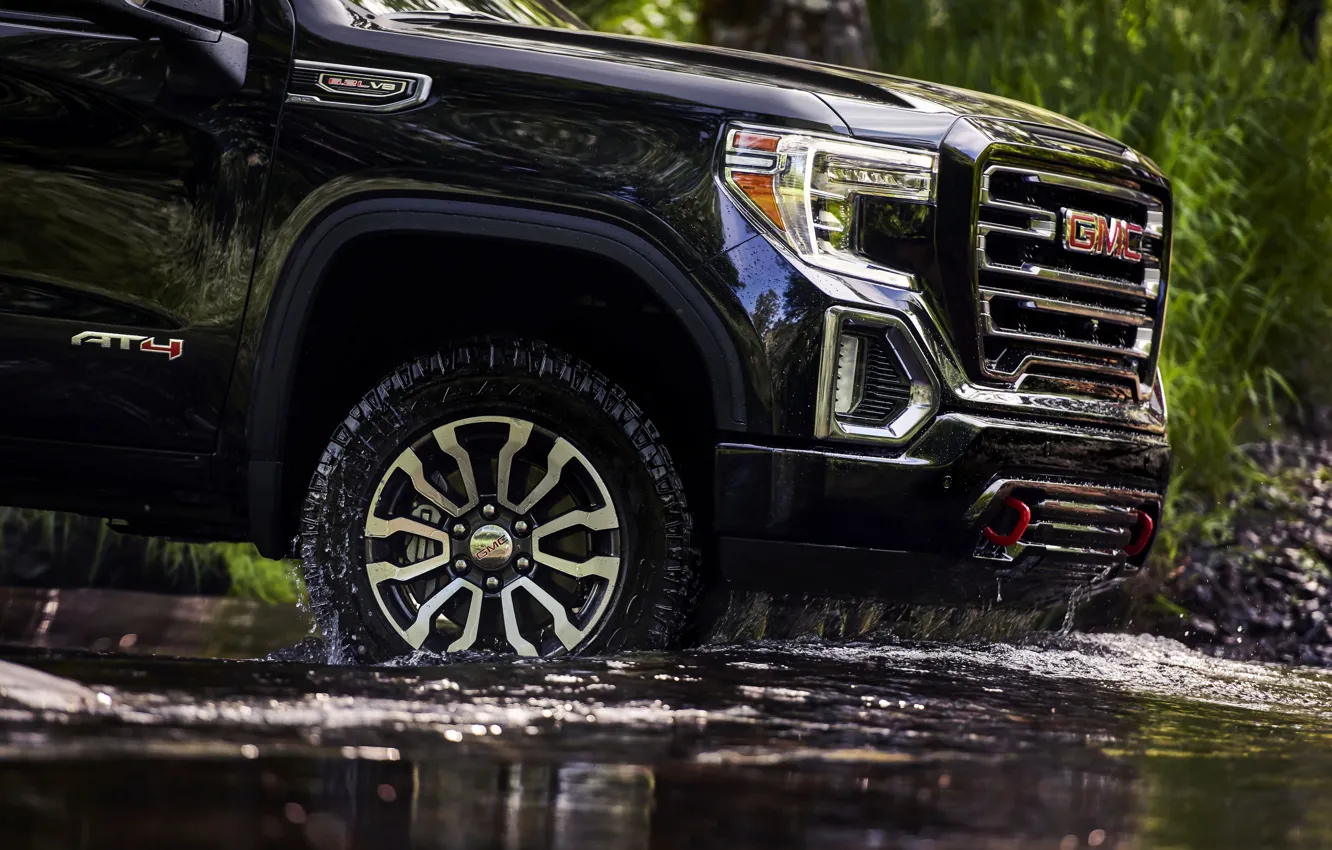 Photo wallpaper black, pickup, the front part, GMC, Sierra, AT4, 2019