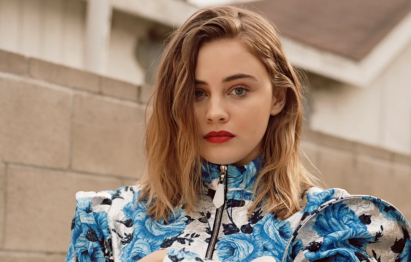 Photo wallpaper look, girl, face, background, actress, lips, Josephine Langford