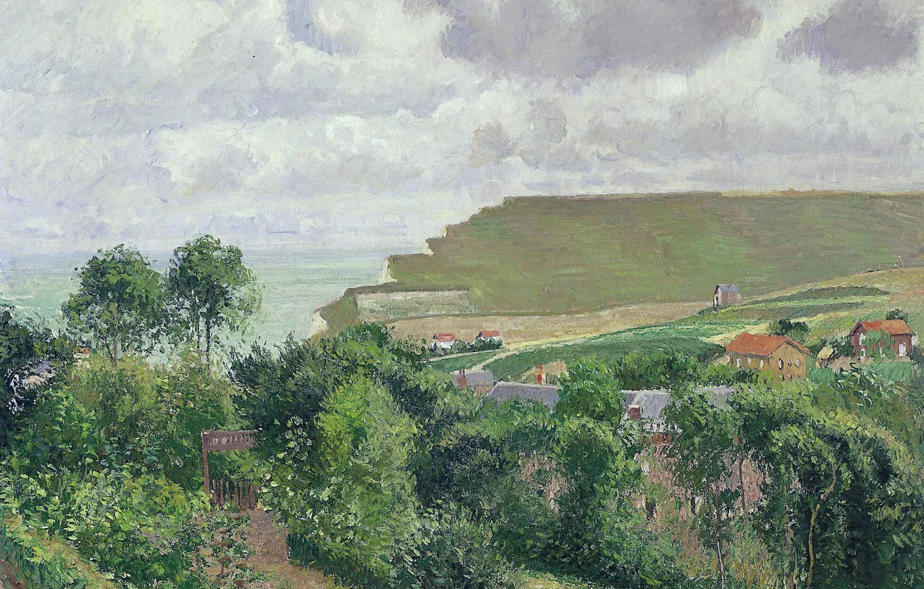 Photo wallpaper landscape, picture, Camille Pissarro, View Berneval