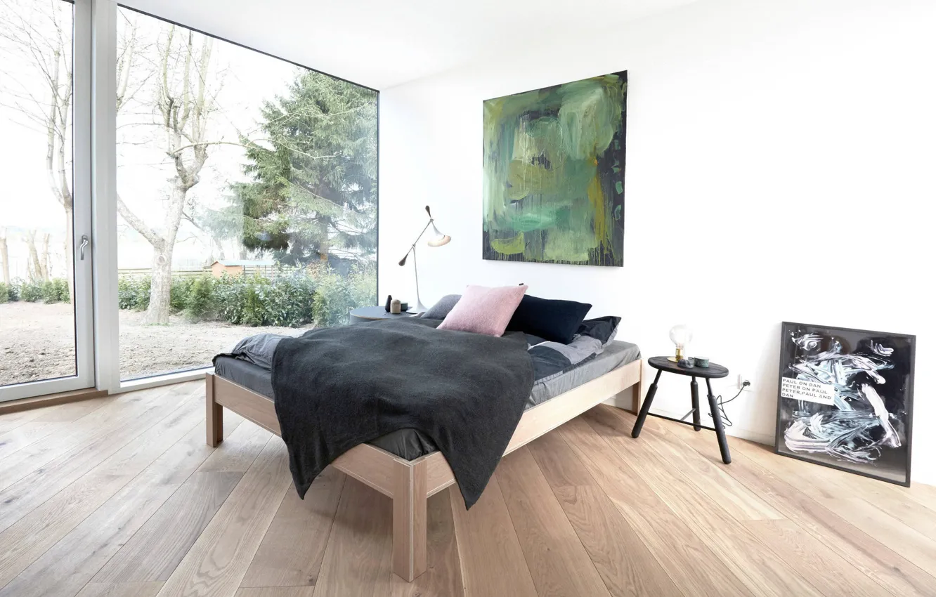 Photo wallpaper interior, bedroom, by Nicholas Rose, Plywood bed lllp, Plywood Bed, rooms