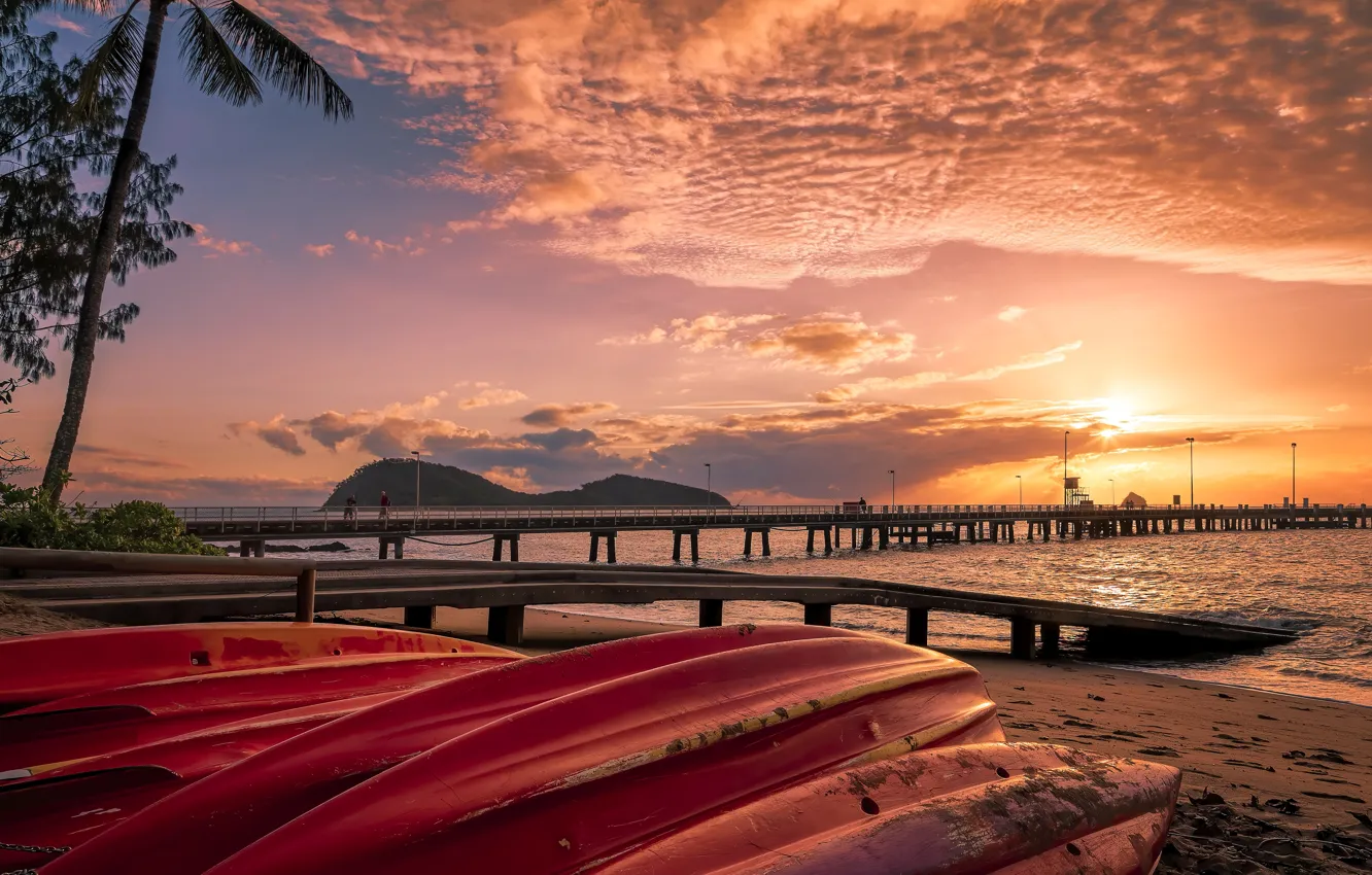 Photo wallpaper sunrise, Australia, Queensland, Palm Cove