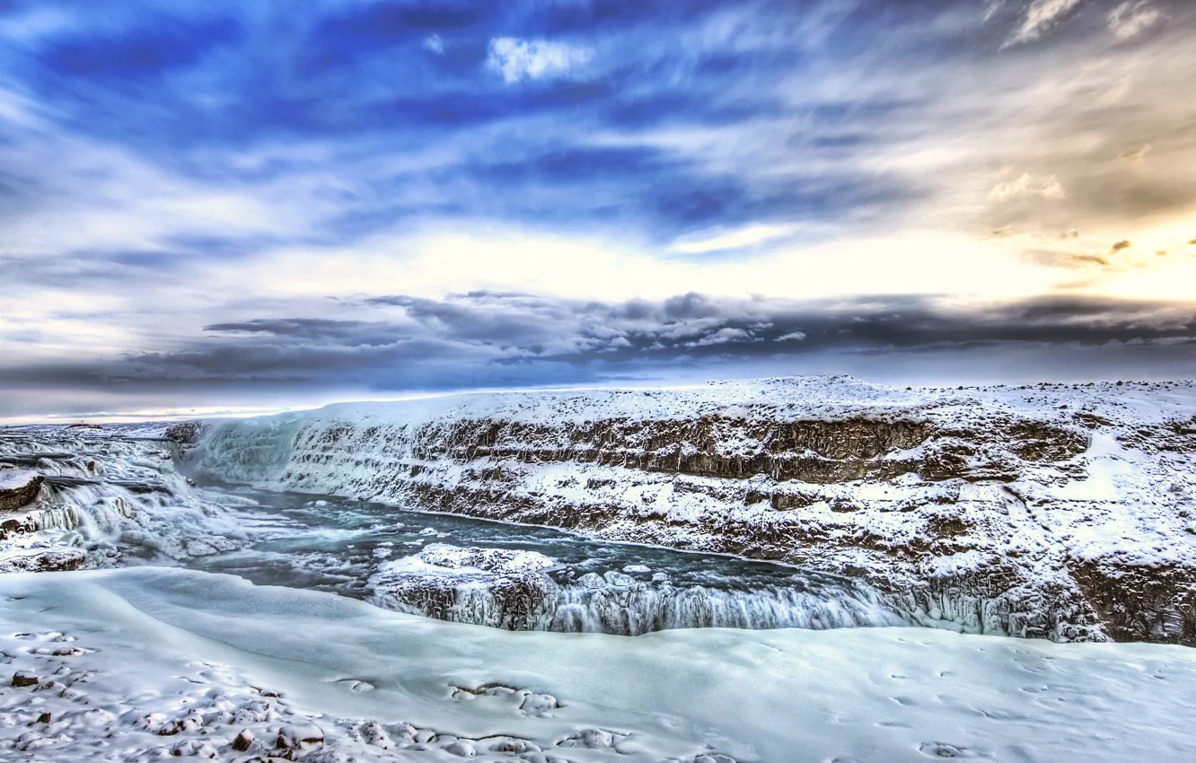 Photo wallpaper ice, winter, HDR, River