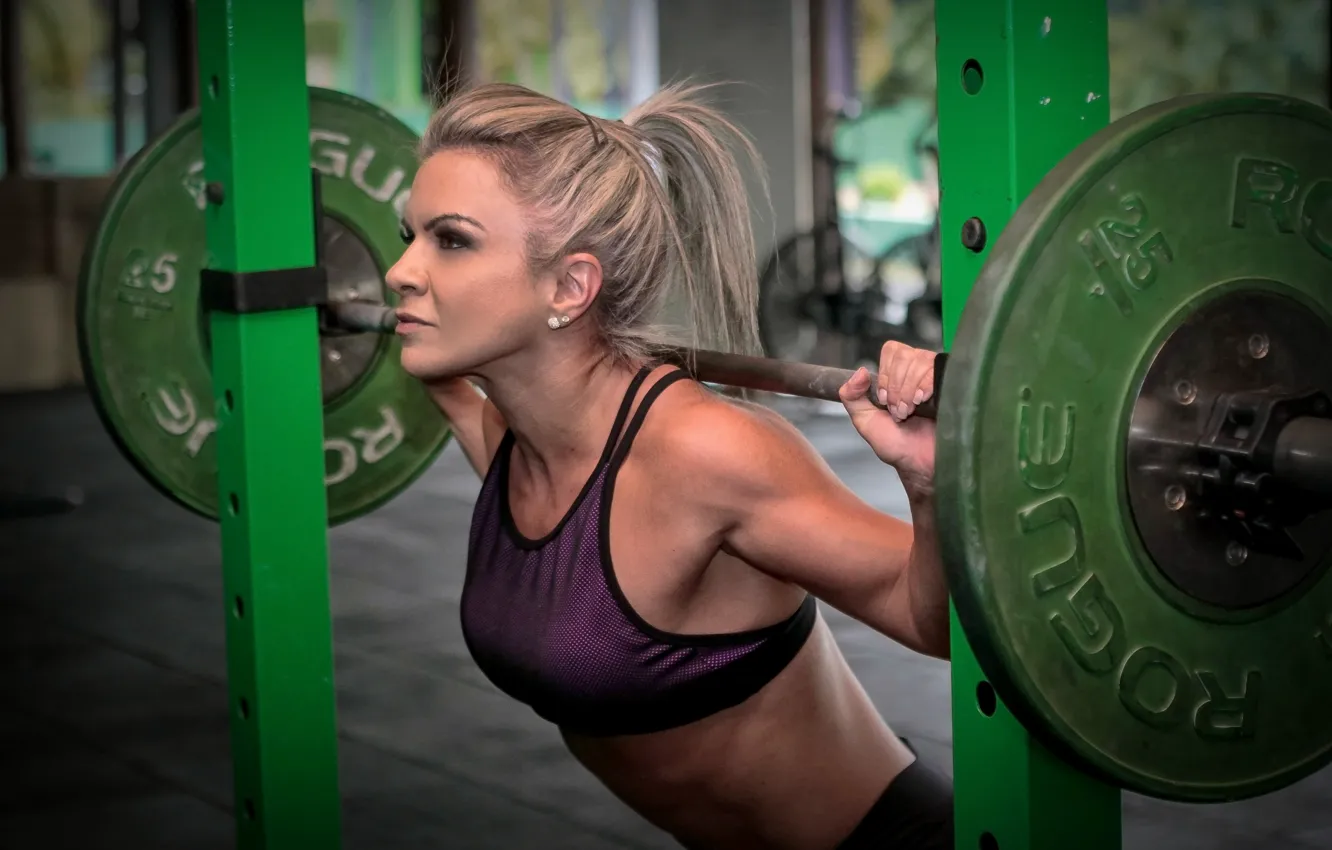 Photo wallpaper blond, blonde, body, workout, gym, training, weightlifting