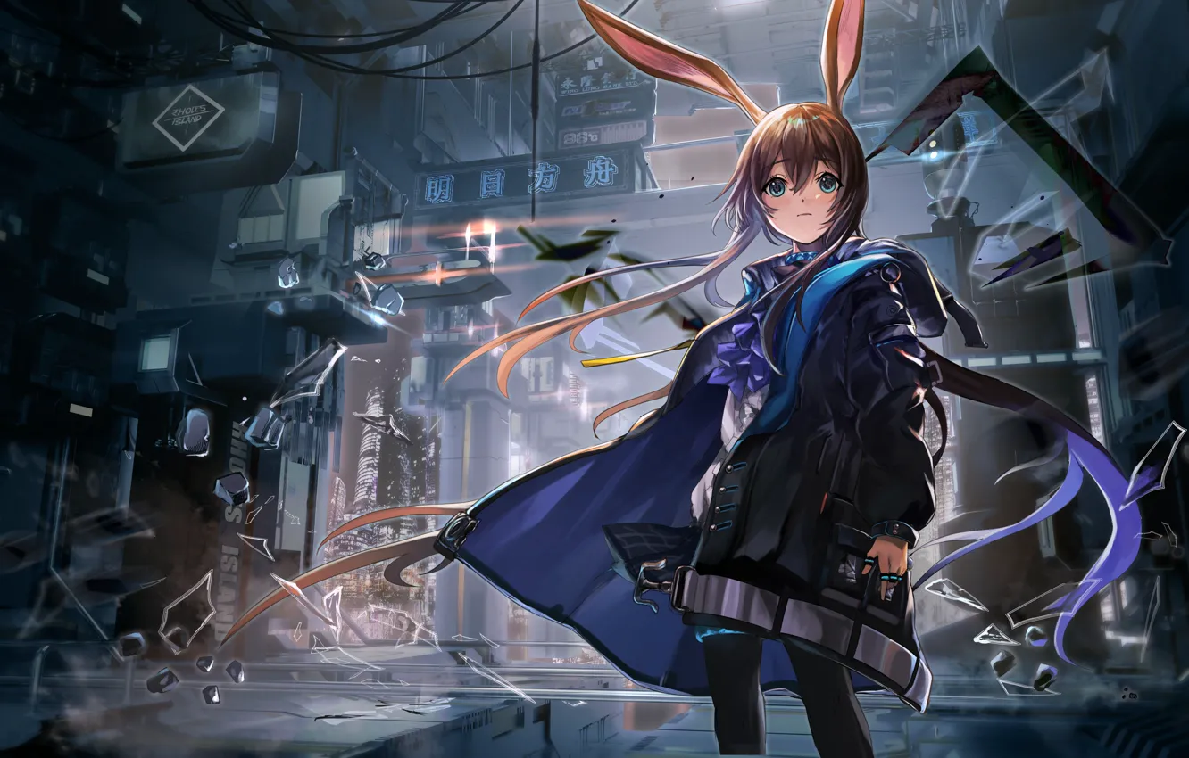 Photo wallpaper girl, animal ears, Arknights, Amiya