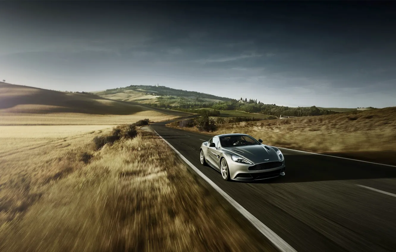 Photo wallpaper Aston Martin, Road, Machine, Vanquish, Suite, The front, AM310, In motion