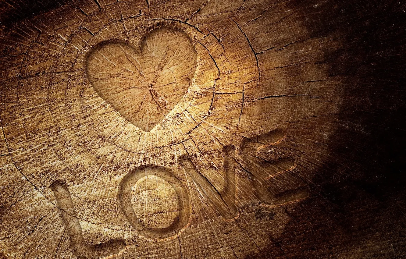 Photo wallpaper love, wood, Heart