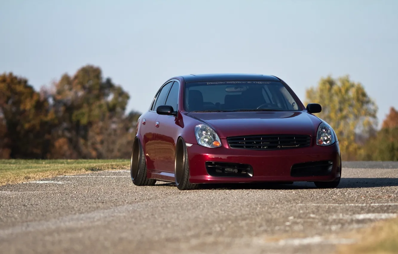 Photo wallpaper road, Infiniti, low, stance, G35