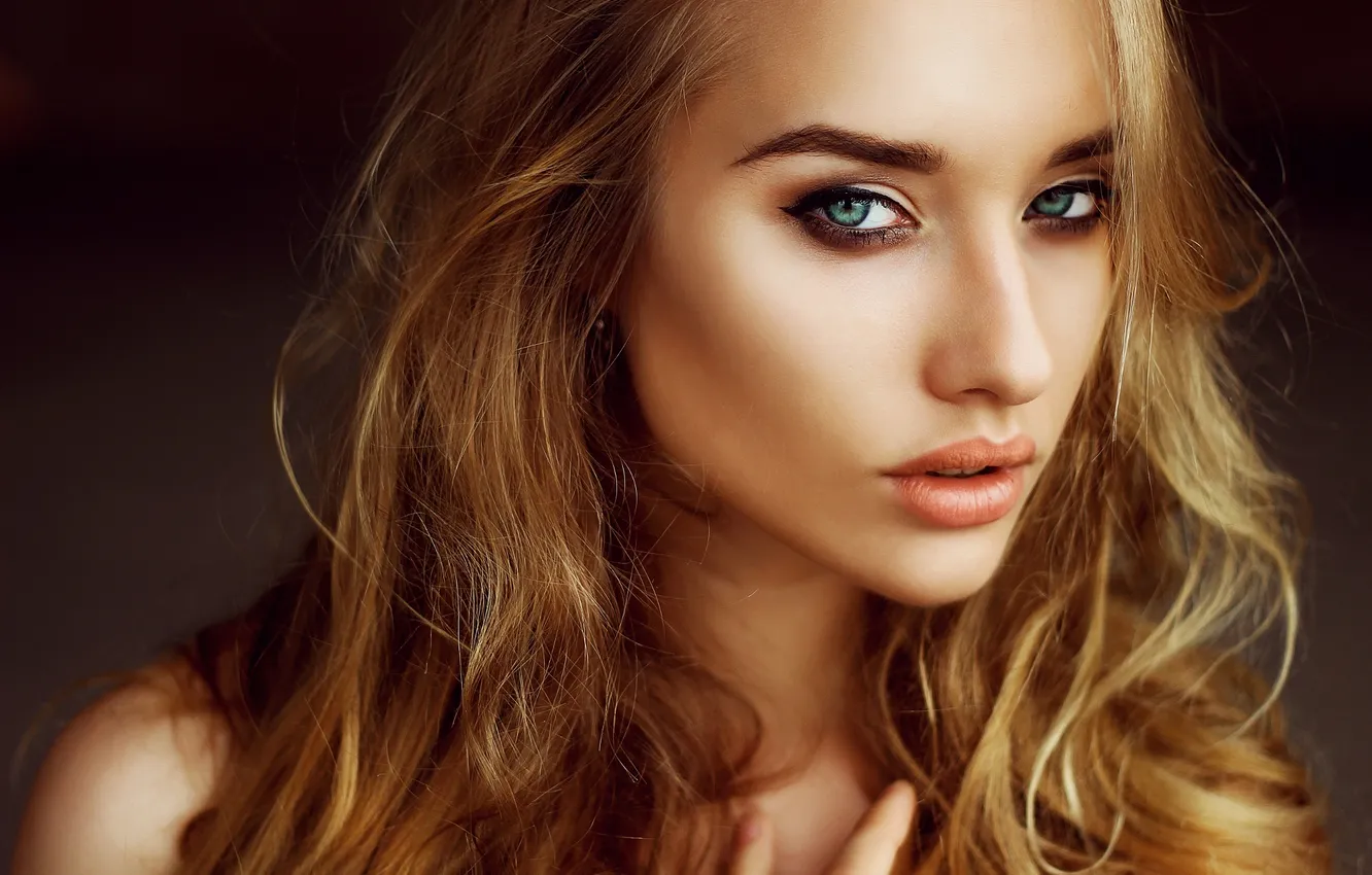 Photo wallpaper girl, portrait, green eyes, Polina, Pauline