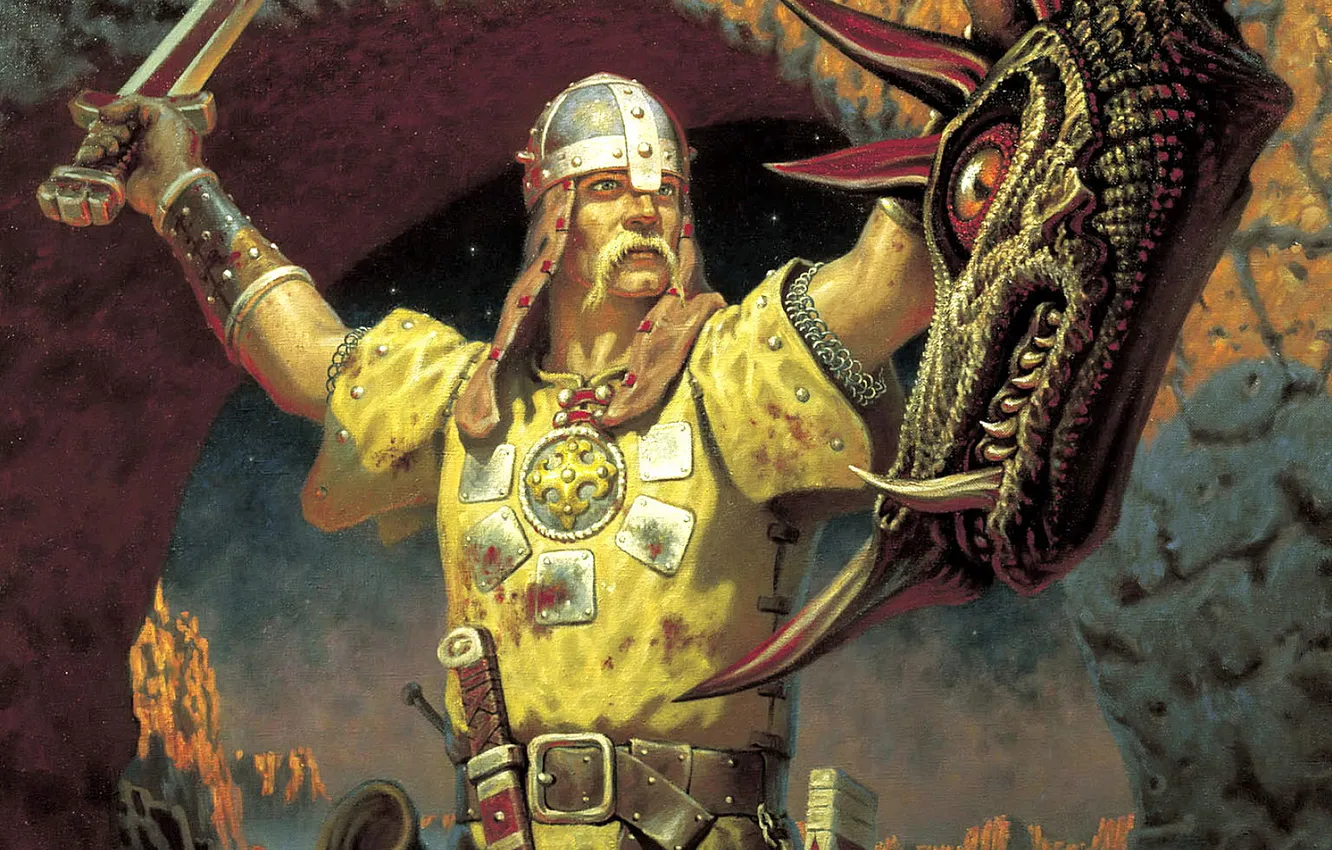 Photo wallpaper picture, sword, warrior, male, Boris OLSHANSKY, The Dragon's Head, Ivan is a widow's son, Boris …