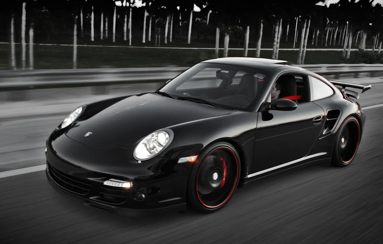 Photo wallpaper black, 911, Porsche, quick