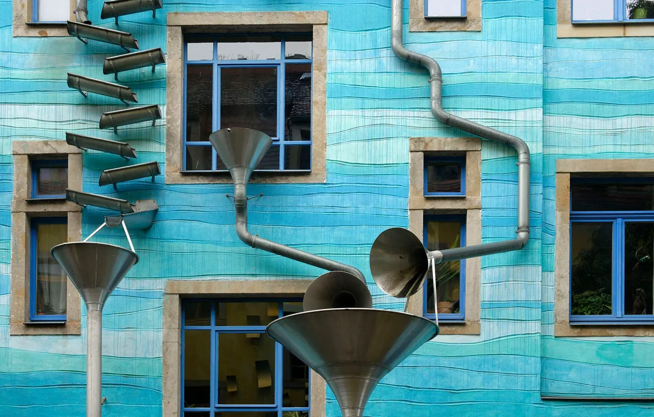 Photo wallpaper home, Germany, Dresden, window, pipe, Courtyard of the elements, Kunsthof