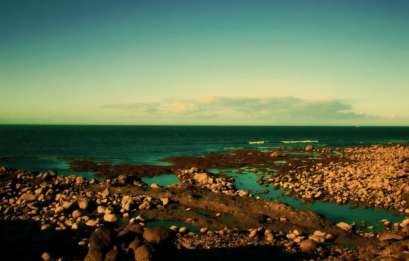Photo wallpaper stones, shore, horizon