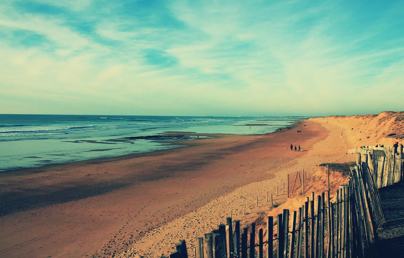 Photo wallpaper sand, sea, wave, beach, people, the ocean, shore, coast