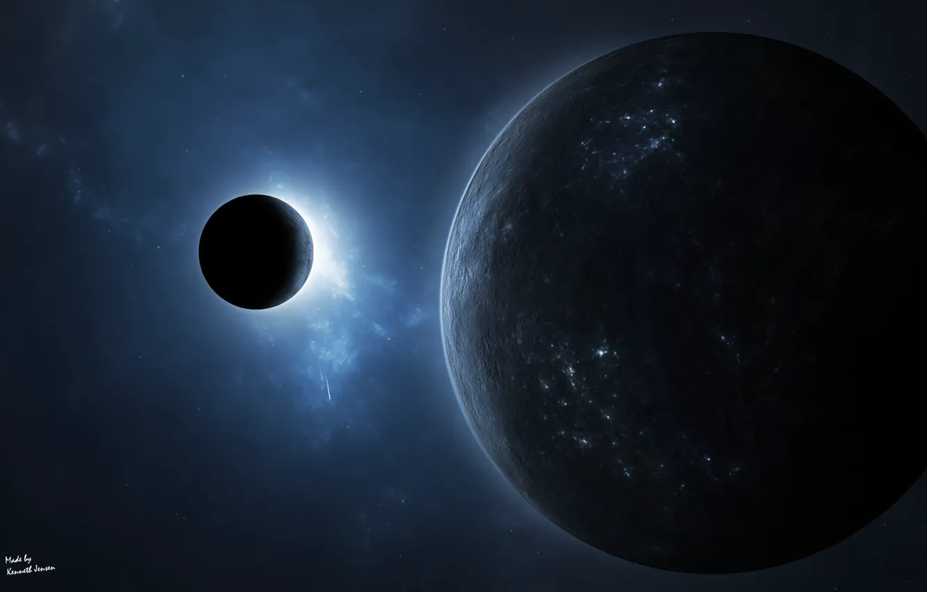 Photo wallpaper light, lights, the moon, planet, the atmosphere